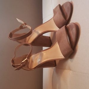 Nine West Taupe Anle Strap Heels